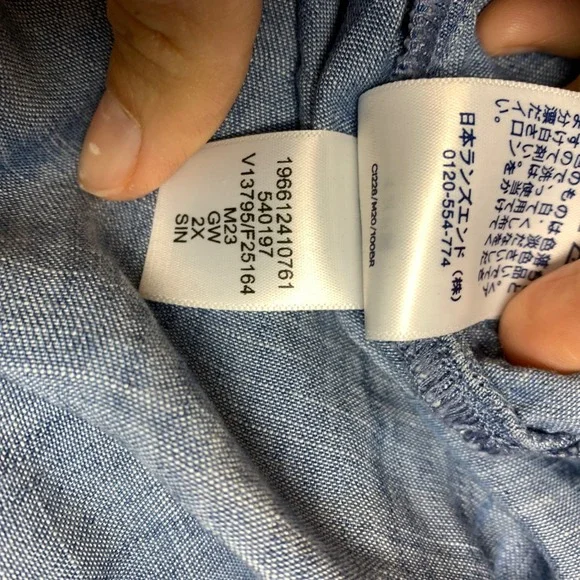 Lands End Shirt Dress Womens 2X Blue Denim Lyocell Button Front Midi Chambray - Picture 7 of 9